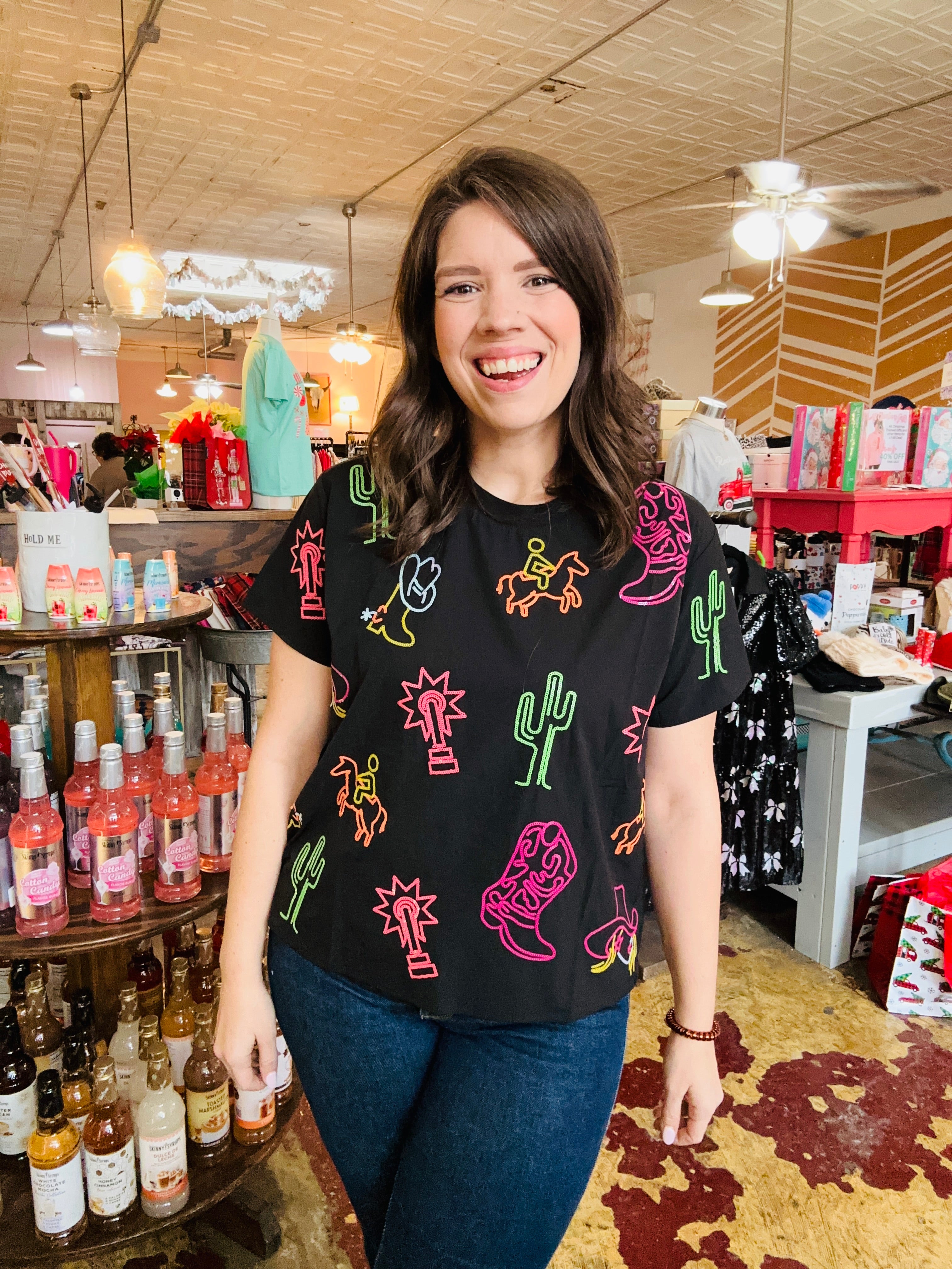 Neon Western Queen tee