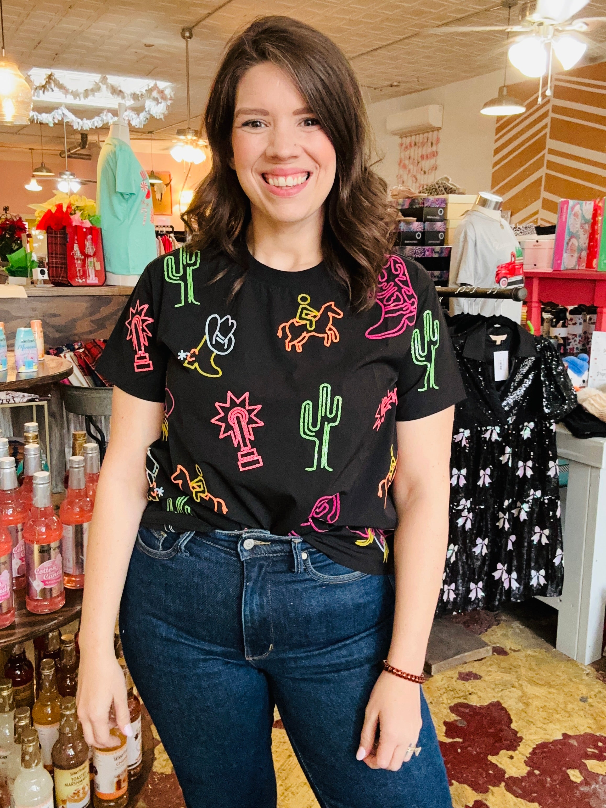 Neon Western Queen tee