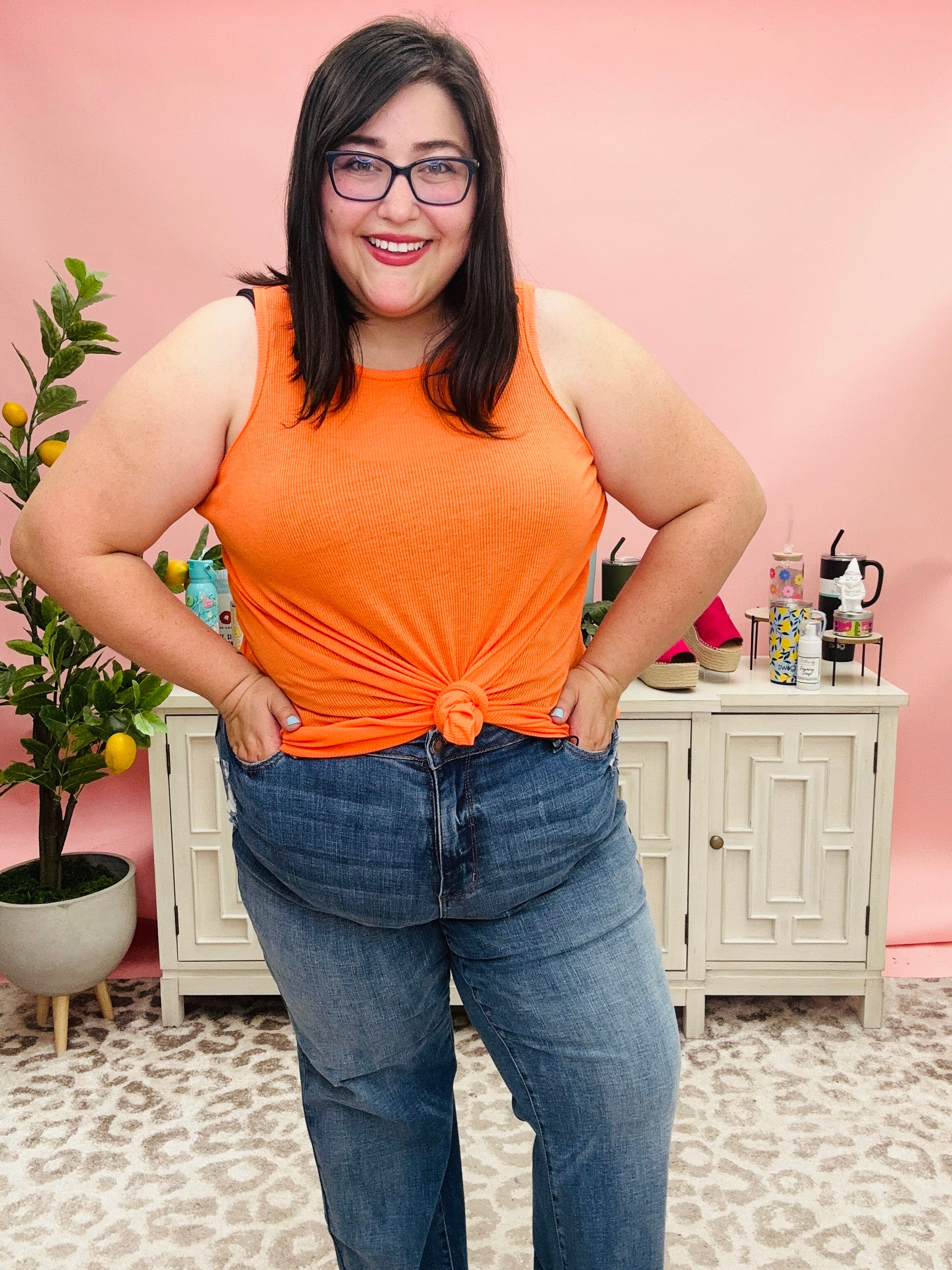 Orange Keep On Trying Tank Top