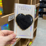 Black Heart Adhesive Chenille Patch