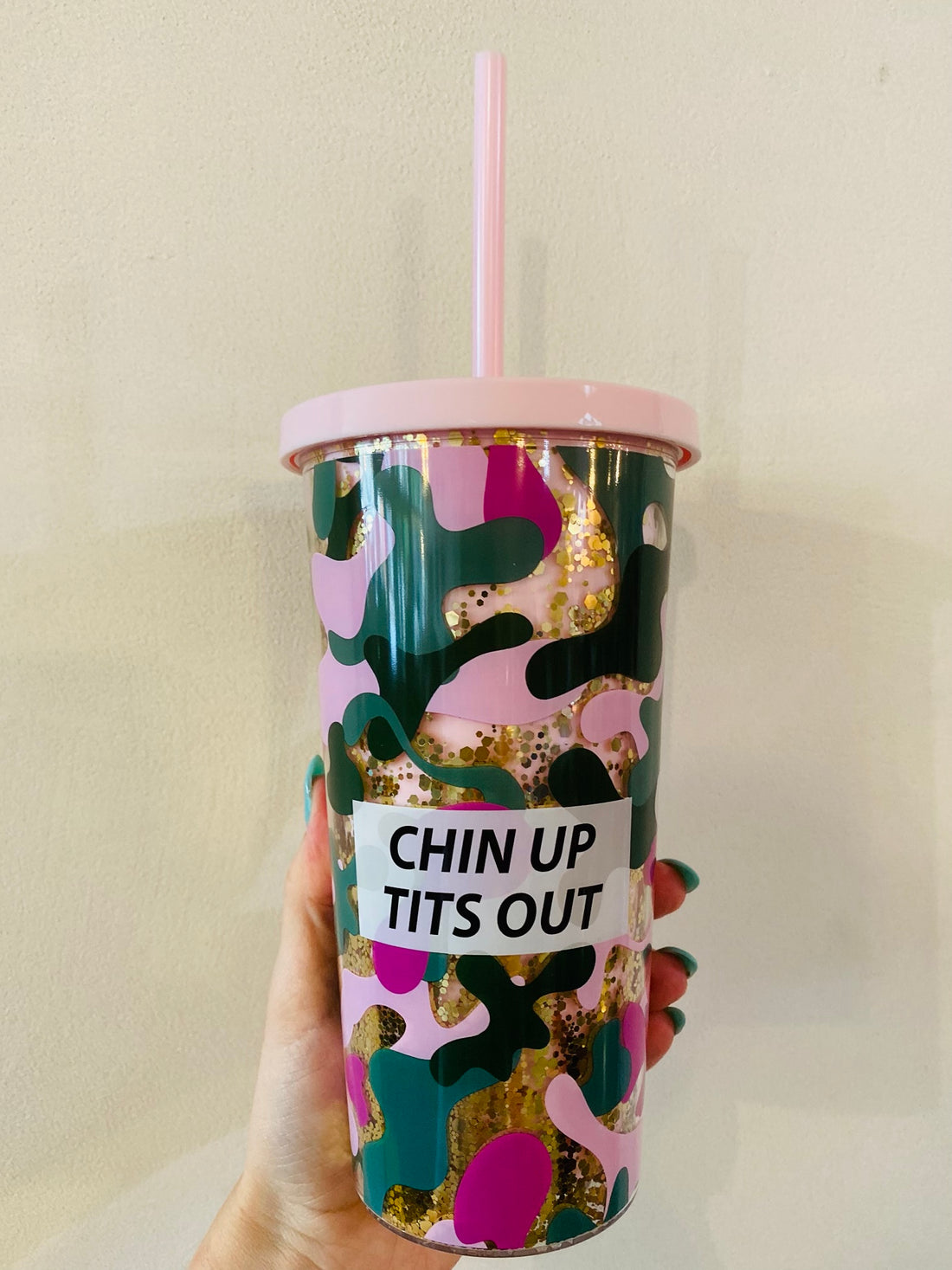 Chin Up Camo Tumbler