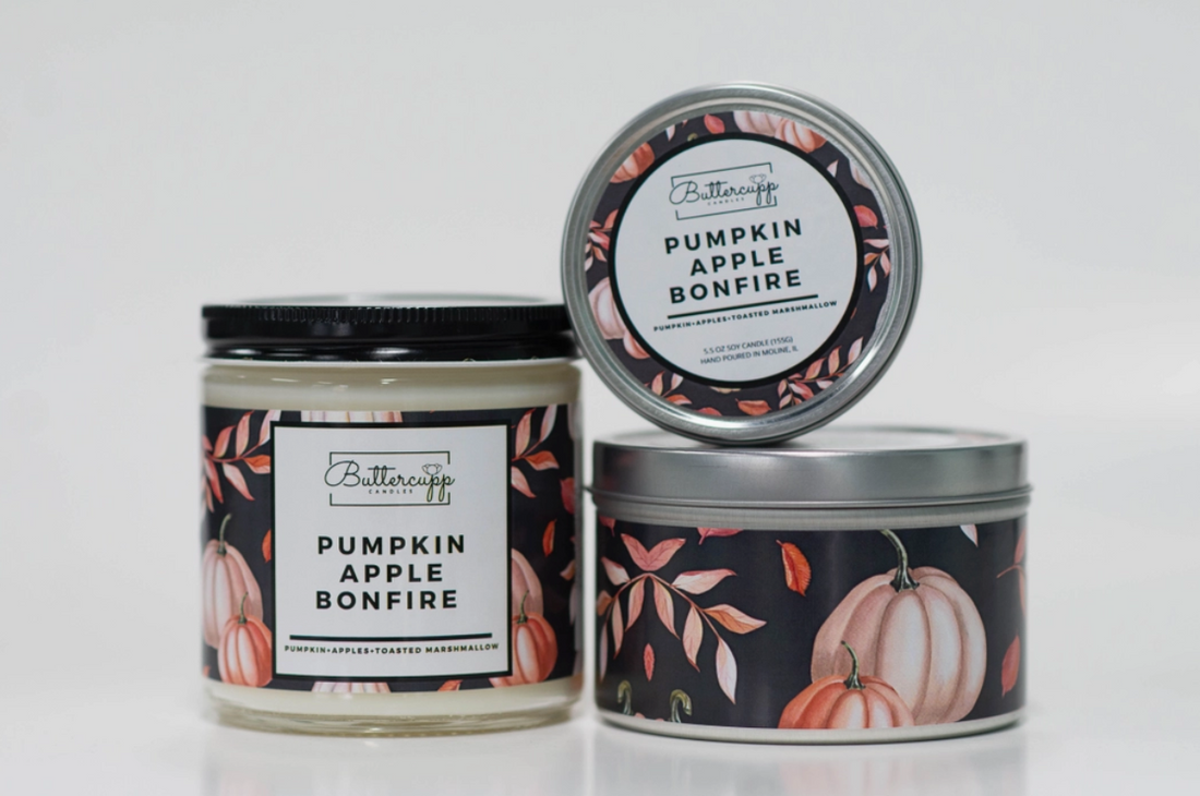 Pumpkin, Apple, Bonfire Wax Candle