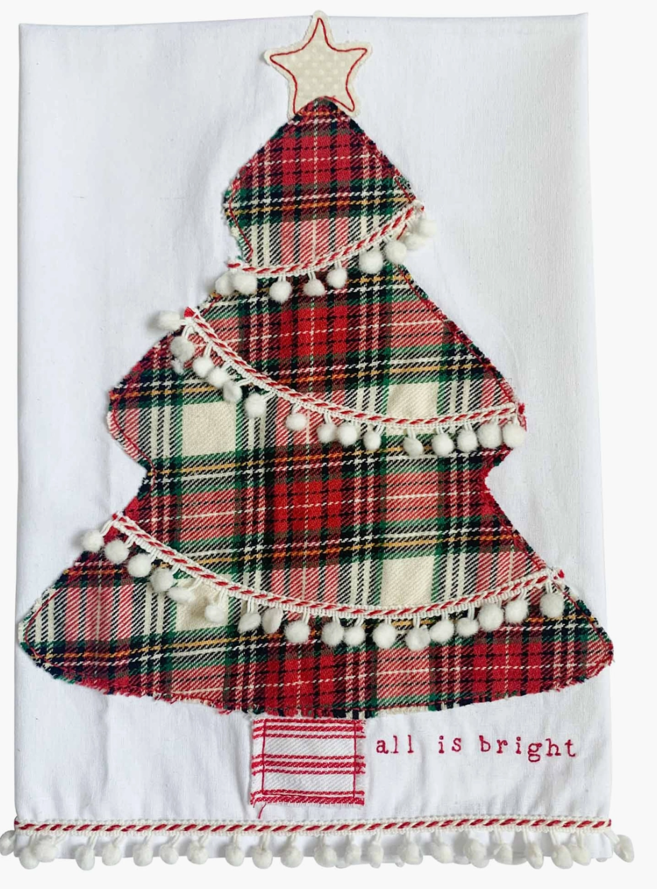 All is Bright Christmas Tree Tea Towel