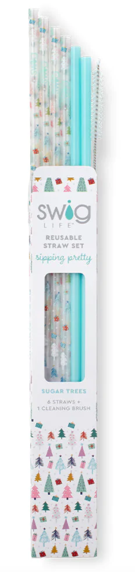 Sugar Trees &amp; Aquamarine Reusable Straw Set
