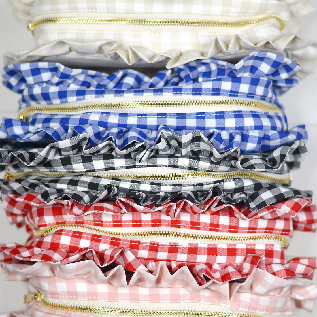 Navy Gingham Frilly Bag