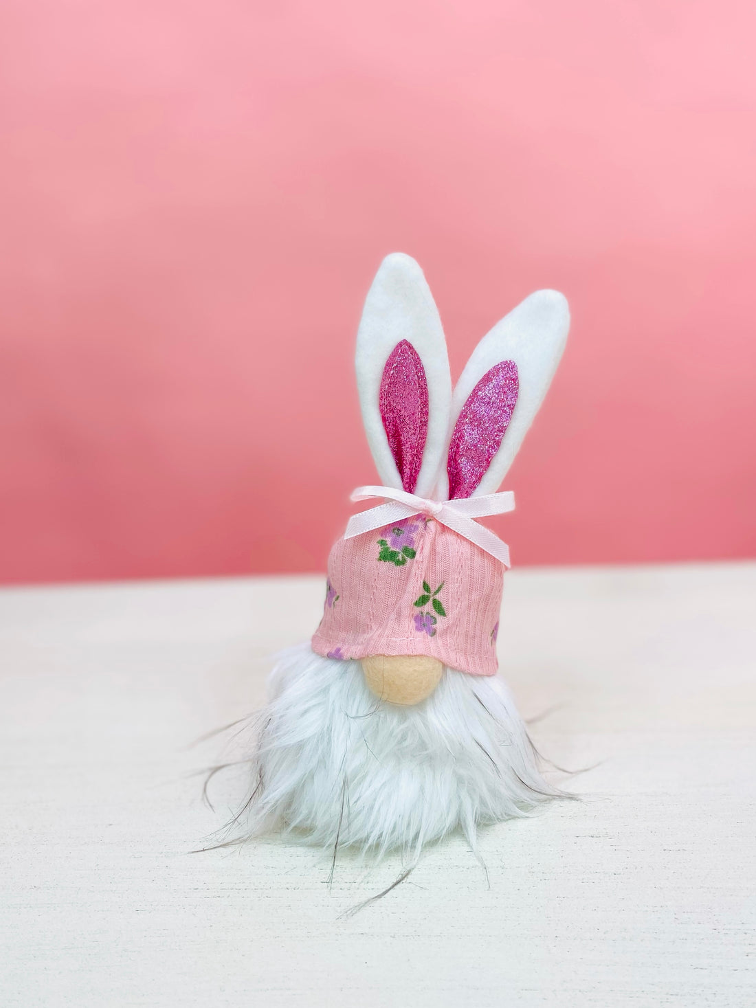 Pink Bunny Ear Gnome