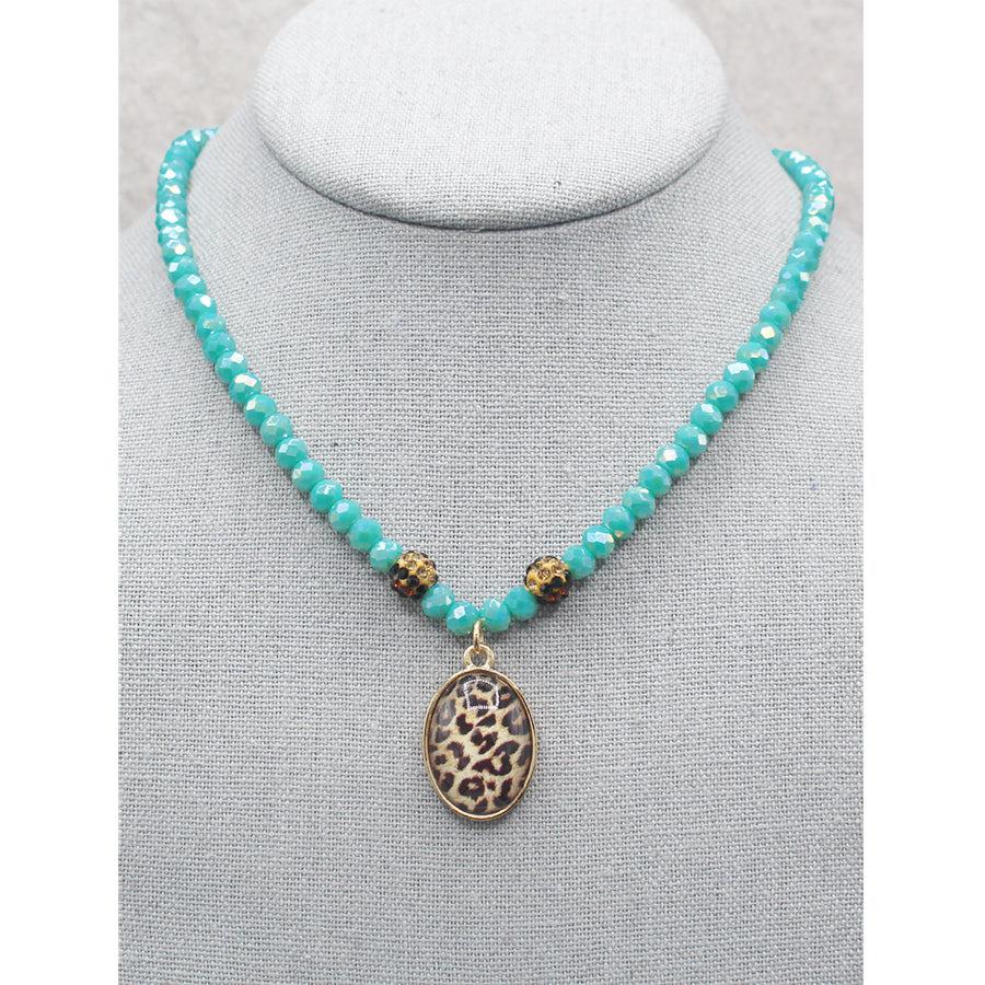 Turquoise Leopard In Love Necklace